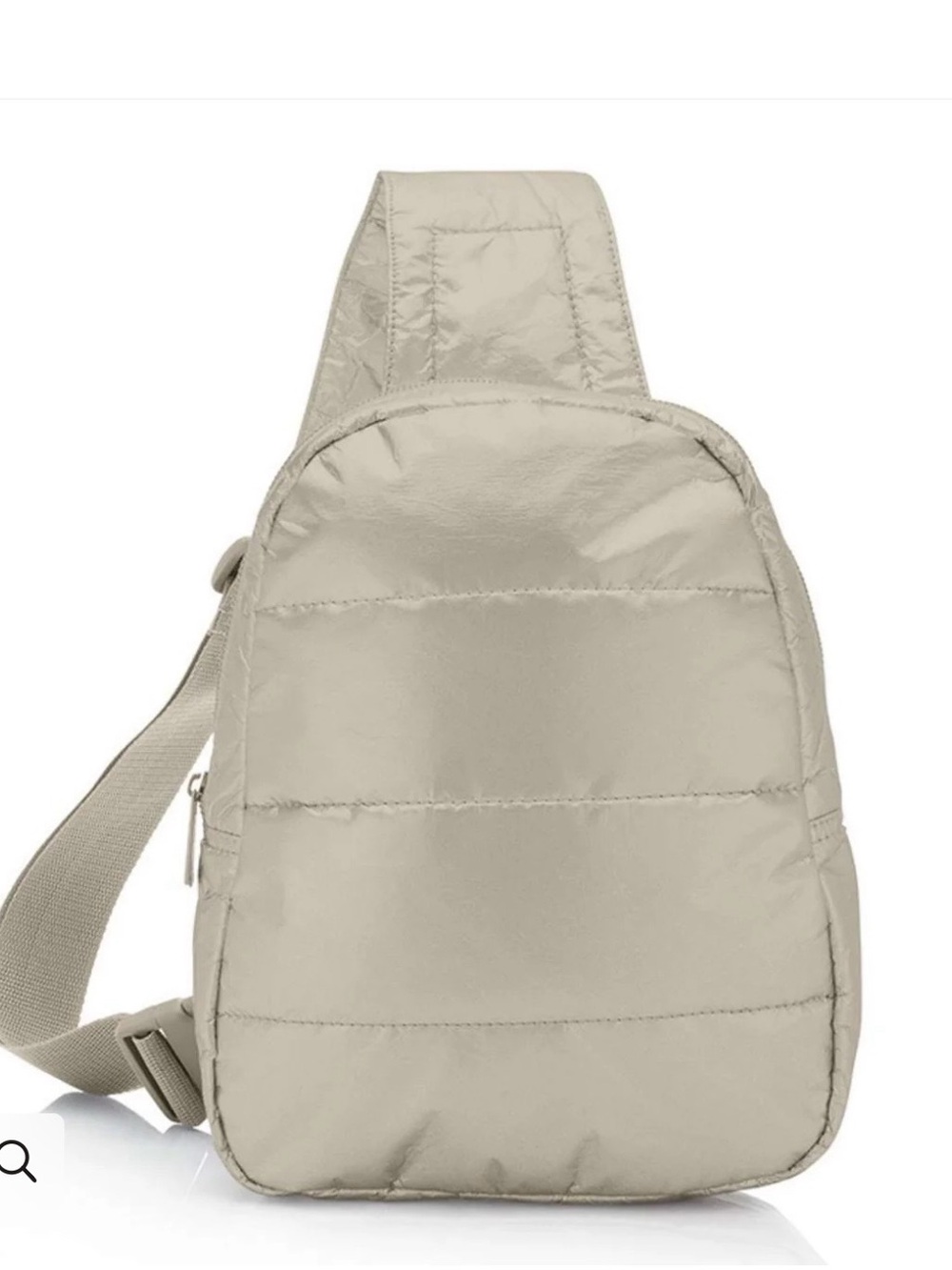 Hi Love Travel Beige Shimmer Puffer Crossbody Bag